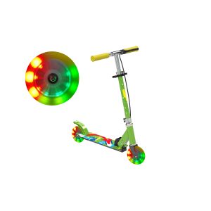 Klappbarer Kinder Scooter Velotouro Kinderroller mit LED Rädern, Grün-Gelb-Rot | ChronoSports