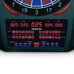 Topaz-901 electronic Dartboard, 2-hole with adapter | Carromco