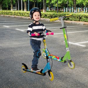 Klappbarer Kinder Scooter Velotouro Kinderroller mit LED Rädern, Grün-Gelb-Rot | ChronoSports