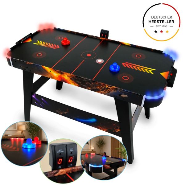 Airhockey-Tisch mit LED-Beleuchtung Solar Fury inkl. LED-Airhockey-Pusher und Pucks | FASports