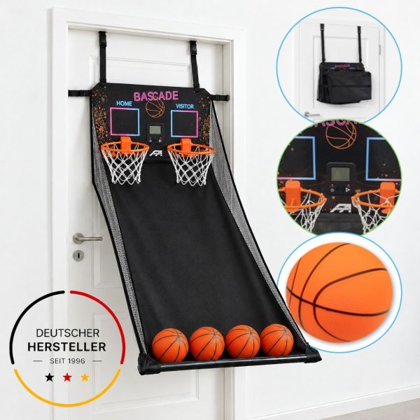 Indoor Basketball Türspiel Bascade für 2 Spieler mit elektron. Zählern, Arcade Basketballspiel für die Tür | FASports