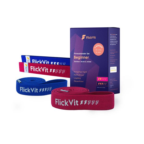 Beginner Fitnessbänder-Set (2&3), Navy/Magenta, Textile Resistance Bands | FlickVit®