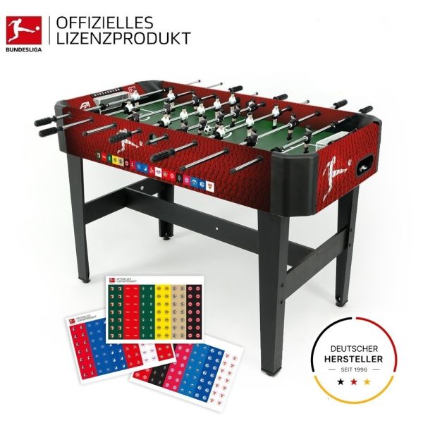 Offizielles Lizenzprodukt: Kickertisch Bundesliga Arena, Tischkicker im Bundesliga-Design für Kinder ab 8, inkl. Sticker-Set mit Clublogos der Bundesliga | FASports