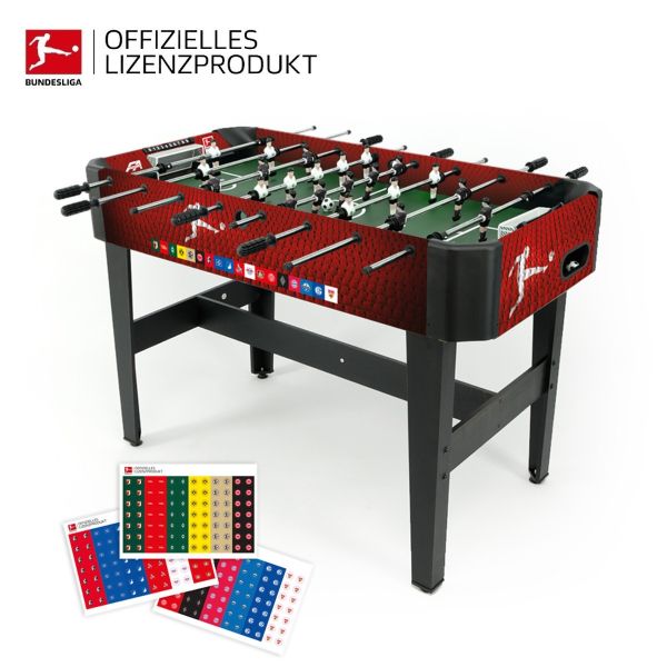 Offizielles Lizenzprodukt: Kickertisch Bundesliga Arena, Tischkicker im Bundesliga-Design für Kinder ab 8, inkl. Sticker-Set mit Clublogos der Bundesliga | FASports