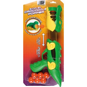 Crocodile Softball Gun, Popper Toy Gun with Foam Balls, including 6 Softballs | sunflex