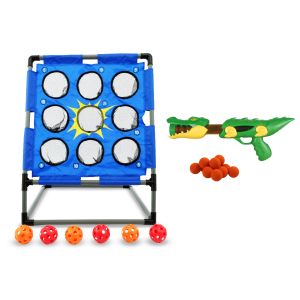 Bolimo Pro Throwing Ball Game Set with Softball Gun, 2-in-1 Throwing Game with Crocodile Popper, Toy Gun with Target | FASports