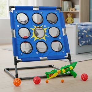 Bolimo Pro Throwing Ball Game Set with Softball Gun, 2-in-1 Throwing Game with Crocodile Popper, Toy Gun with Target | FASports